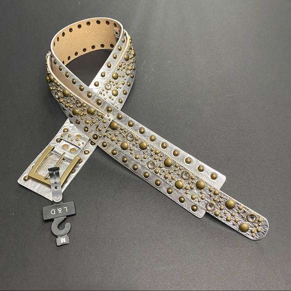L & D Studded Italian Leather Belt- Size M - Picture 7 of 14